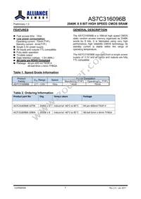 AS7C316096B-10BIN Datasheet Page 2