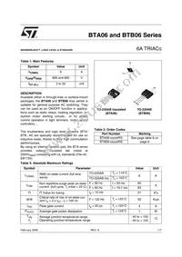 BTA06-400TRG Datasheet Cover