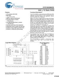 CY7C1021BNV33L-15ZXCT Datasheet Cover