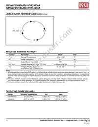 IS61NLF25636A-7.5B2I-TR Datasheet Page 12
