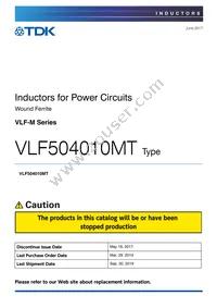 VLF504010MT-R68N Datasheet Cover