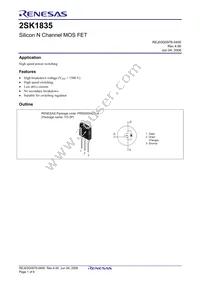 2SK1835-E Datasheet Cover