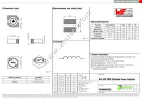 74408941022 Datasheet Cover