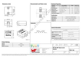 744311100 Datasheet Cover