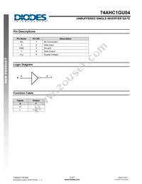 74AHC1GU04W5-7 Datasheet Page 2