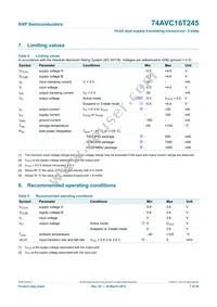 74AVC16T245BQ Datasheet Page 7