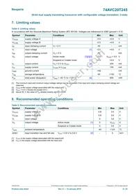 74AVC20T245BX Datasheet Page 6