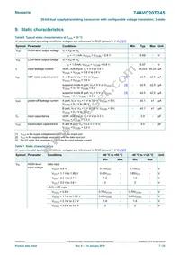 74AVC20T245BX Datasheet Page 7