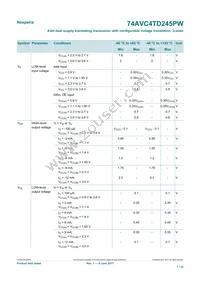 74AVC4TD245PW Datasheet Page 7