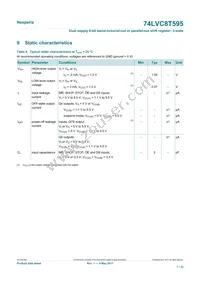 74LVC8T595PWJ Datasheet Page 7