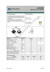 AOD3N40 Datasheet Cover