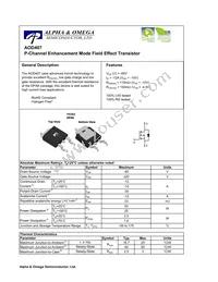 AOD407 Datasheet Cover