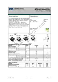 AOD8N25 Datasheet Cover