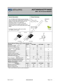 AOT16N50 Datasheet Cover