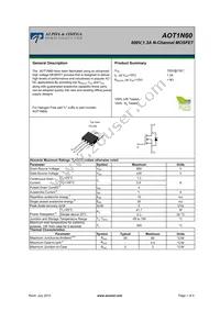 AOT1N60 Datasheet Cover