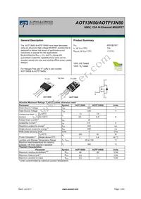 AOTF13N50 Datasheet Cover