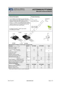 AOTF20N60 Datasheet Cover