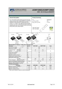 AOWF12N65 Datasheet Cover