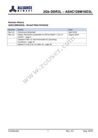 AS4C128M16D3L-12BINTR Datasheet Cover