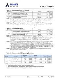 AS4C128M8D3-12BINTR Datasheet Page 21