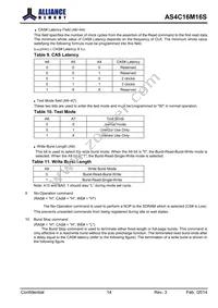 AS4C16M16S-6BINTR Datasheet Page 14