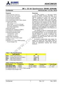 AS4C2M32S-6BINTR Datasheet Cover