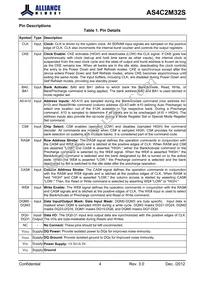 AS4C2M32S-6BINTR Datasheet Page 4