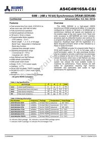 AS4C4M16SA-7BCN Datasheet Page 2