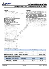 AS4C512M16D3LB-12BCN Datasheet Page 2