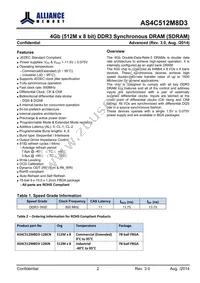 AS4C512M8D3-12BINTR Datasheet Page 2