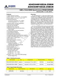 AS4C64M16D2A-25BINTR Datasheet Page 2