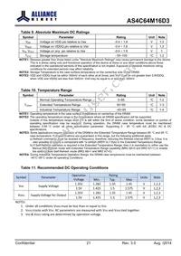 AS4C64M16D3-12BINTR Datasheet Page 21