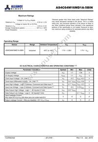 AS4C64M16MD1A-5BINTR Datasheet Page 20
