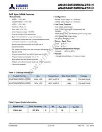 AS4C64M16MD2A-25BIN Datasheet Page 2