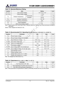 AS4C64M8D1-5BINTR Datasheet Page 12