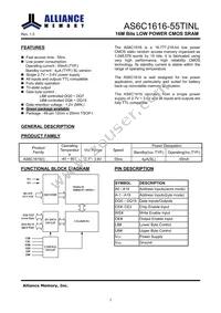 AS6C1616-55TINL Datasheet Page 2