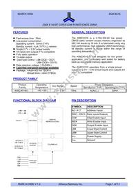 AS6C4016-55BIN Datasheet Cover