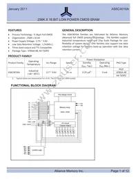AS6C4016A-55BIN Datasheet Cover
