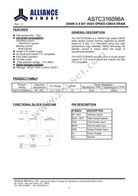 AS7C316096A-10TIN Datasheet Page 2