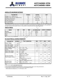 AS7C34096B-10BINTR Datasheet Page 4