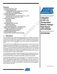 AT27BV040-12JU Datasheet Cover