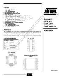 AT49F040A-70PI Datasheet Cover