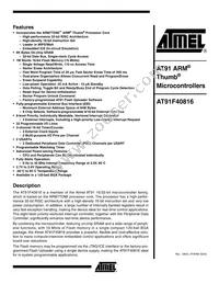 AT91F40816-33CI Datasheet Cover