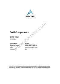 B39212B7750C810S9 Datasheet Cover