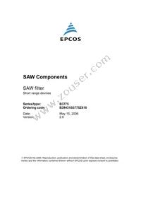 B39431B3775Z810 Datasheet Cover