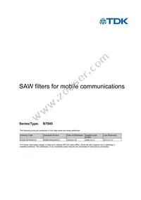 B39881B7845K410 Datasheet Cover