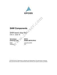 B39901B8763P810S99 Datasheet Cover