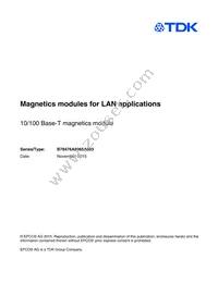 B78476A8065A003 Datasheet Cover