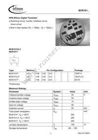 BCR 101T E6327 Datasheet Cover