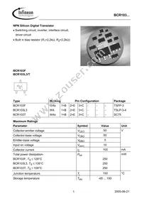 BCR 103T E6327 Datasheet Cover